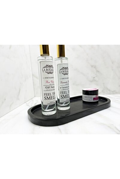 Modestmar Doğal Siyah Mermer Oval Tepsi, Banyo Düzenleyici, Sunum Tabağı Siya...