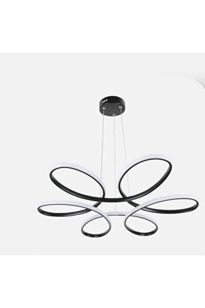 Liya Lighting Liya Papatya Model Siyah Kasa Beyaz Işık Ledli Modern Aydınlatmalı Avize Ledli Avize