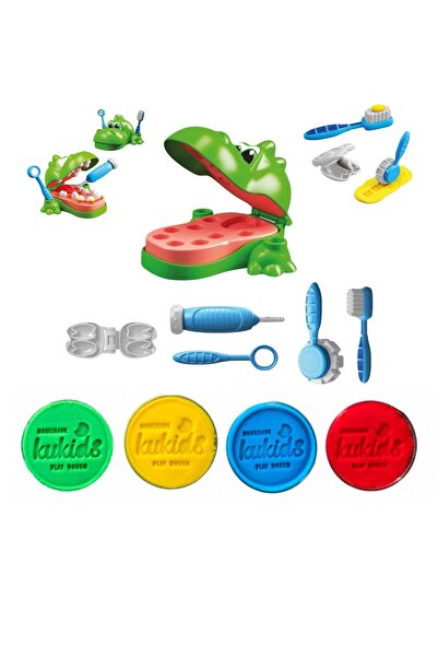 KuKids Doğal Oyun Hamuru Play Dough Dişçi Dinozor 4x130 gram