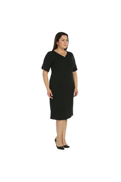 Nidya Moda Plus Size Women's Black Sleeve Collar Brace Evening Dress-4067s