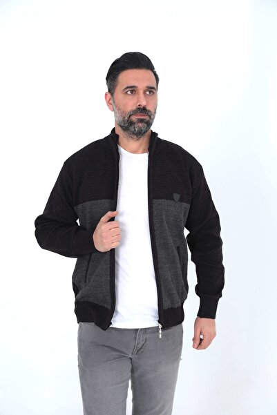 KMKkombin Ανδρική ζακέτα με φερμουάρ Dad με ακρυλικό νήμα