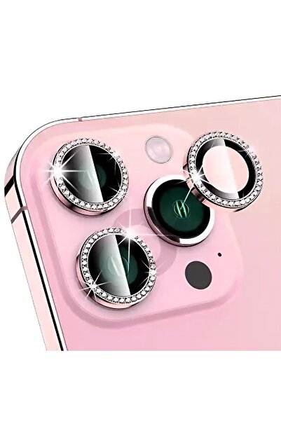 BİNANO Iphone 14 Pro/14 Pro Max Taşlı Pembe Kamera