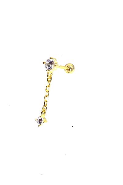 La femme by begum Two Solitaire Dangle Gold Silver Piercing, Flat, Helix, Tragus Piercing