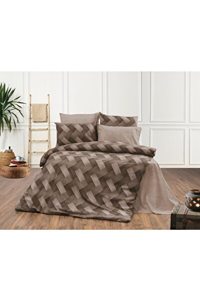 Gasel Home طقم غطاء لحاف مزدوج من القطن بنمط متعرج جديد (ملاءة مطاطية)