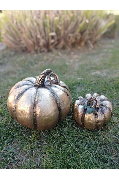 BilgeCe hoMe Gold Bal Kabağı Heykeli, Ikili Kabak Heykeli, Kabak Obje, Bal Ka...