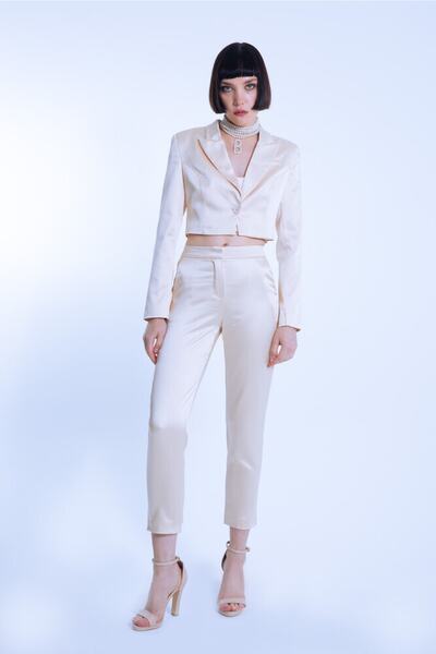 BERFUĞ KIRAN Vizon Saten Cigarette Pantolon