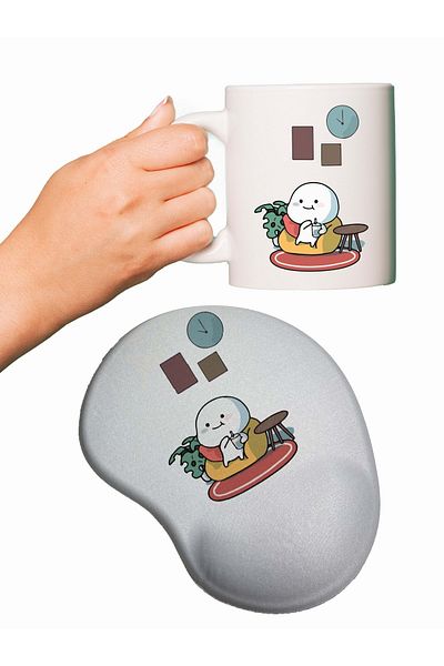 rakkun shop لوحة ماوس مطبوعة من Enjoyment Dream + كوب زجاجي