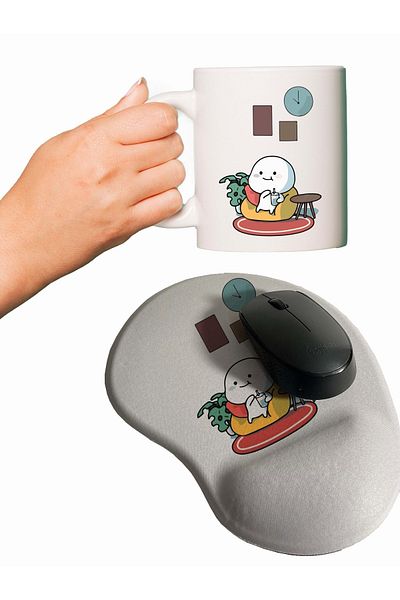 rakkun shop لوحة ماوس مطبوعة من Enjoyment Dream + كوب زجاجي