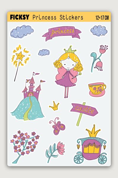 Ficksy مجموعة ملصقات الأميرة اللطيفة على شكل رسومات الشعار المبتكرة - 15 ملصقًا