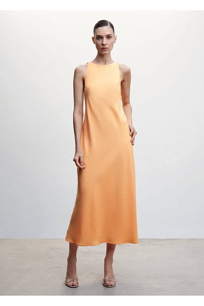 MANGO Woman Sukienka z ozdobnym rozdarciem na plecach