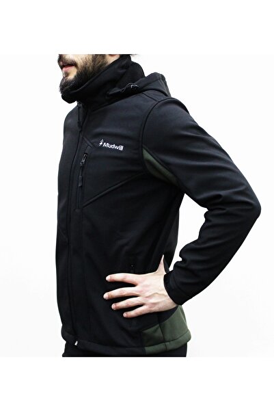 Mudwill Haki-siyah Softshell Rüzgar Geçirmez Mont