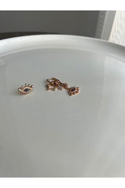 hellodidosi Çelik Gold Göz Detay Charmlı Sallantılı Küpe