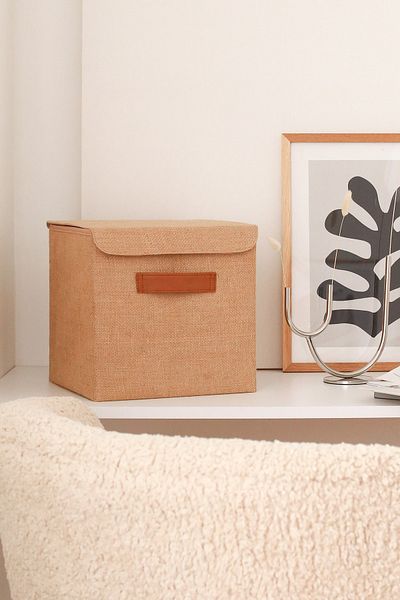 REKHOME صندوق تخزين قابل للطي لتنظيم ألعاب الغسيل مع غطاء من الجوت مقاس 28 × 28 × 28