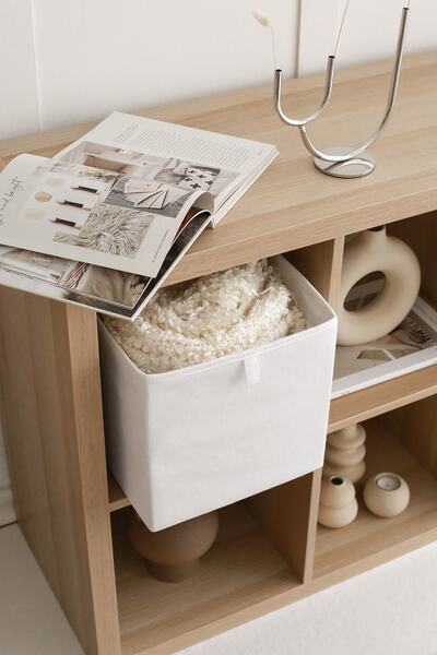 REKHOME White Cabinet Laundry Toy Organizer Folding Storage Box Organizer 28x28x28