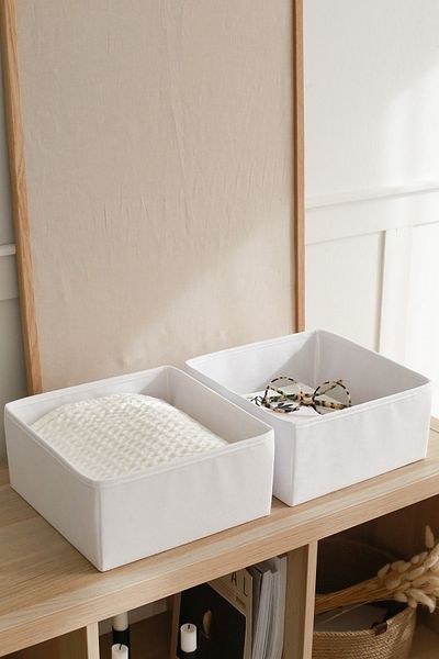 REKHOME 2-Piece White Children's Room Closet Drawer Underwear Organizer Storage Box Organizer