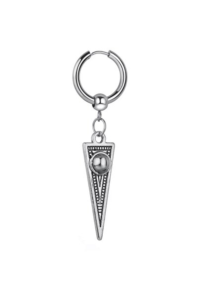 Jaida Moda حلق فولاذي متدلي على شكل مثلث فضي اللون للجنسين