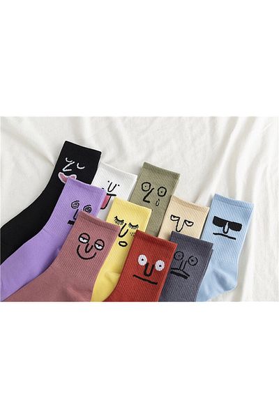 WORTHY SOCKS 5-Piece Speed ​​Expression Смешни унисекс памучни тенис колежански чорапи Комплект 5 чифта