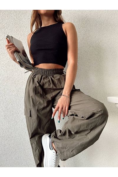 DENİKK Trend Parachute Fabric Soft Textured Cream Color *Cargo* Pocket Trousers