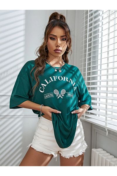 Machetta Tricou Nefti oversize cu imprimeu Laguna Beach California Tennis