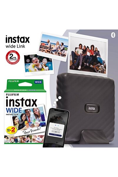 Fujifilm Instax Wide Link Gri Akıllı Telefon Yazıcısı Ve 20'li Film