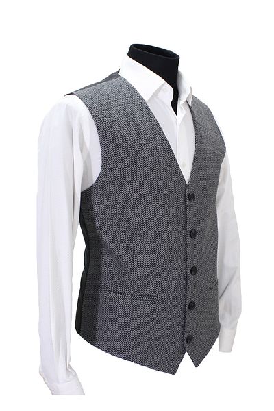 MENTOR REGALO Men's Vest V-Neck Gray Herringbone 50460