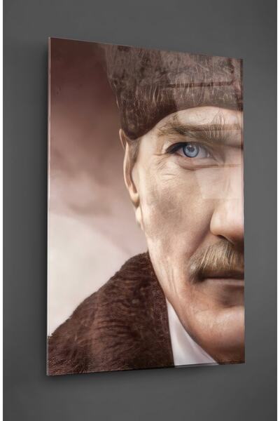 TAULART Έγχρωμη ζωγραφική σε γυαλί ημιπροσωπογραφία του Ατατούρκ