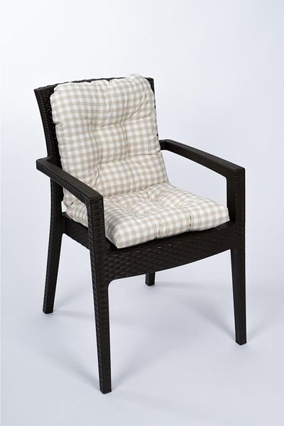 ALTINPAMUK Neva Gingham Pofidik Bej Pernă pentru scaun cu spătar Cusut special cu șireturi, 44x88 cm