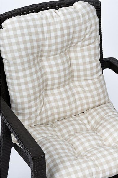 ALTINPAMUK Neva Gingham Pofidik Bej Pernă pentru scaun cu spătar Cusut special cu șireturi, 44x88 cm