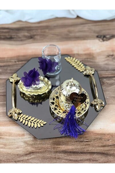 Masalsı Concept Tepsi Dahil Damat Kahve Fincanı Lokumluk Bardak Seti