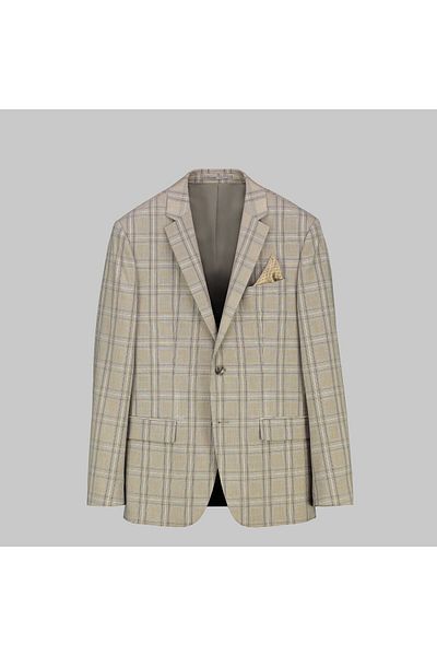 Sarar Interview Zeus Resta Slim Fit Plaid Light Brown Suit