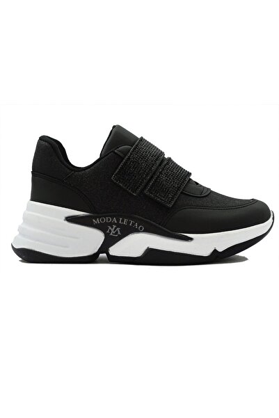 LETAO Kadın Simli Taşlı Çift Cırtlı Bantlı Kolay Giyim Spor Sneaker Ayakkabı