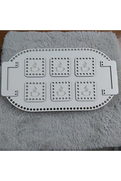 aladepo طقم شاي خشبي بيضاوي (أبيض)