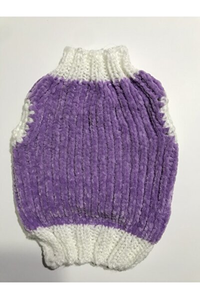 Toppostore Lila Renk El Örgüsü Kadife Kedi Köpek Kıyafeti Köpek Giysisi Sweatshirt Kazak Toppo11