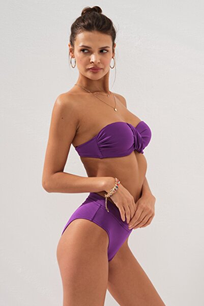 Pierre Cardin Clarke Balenli Kaplı Straplez Bikini Takım Mor 231231