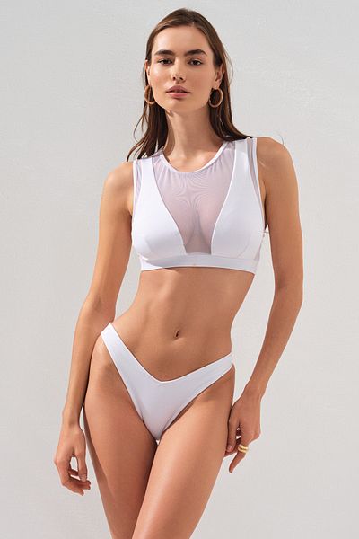 Pierre Cardin Σετ μπικίνι Bustier με λεπτομέρεια από τούλι Λευκό 231211