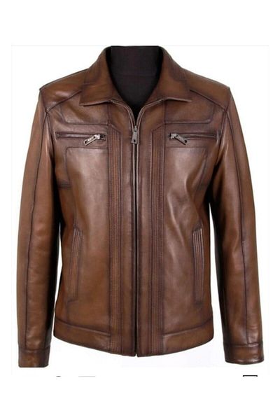 Derimont's Newzaya Brown Men's Leather Coat