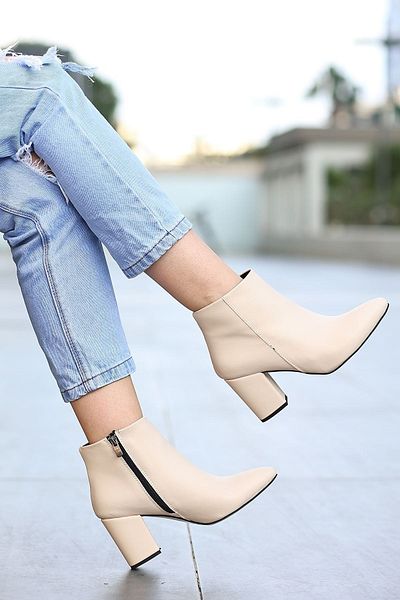 otuzbesshoes Cizme de damă Sorcev cu fermoar cu detaliu din piele