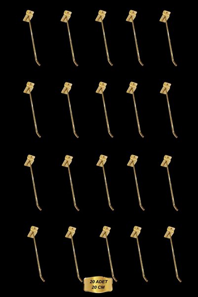 Manken İstanbul Yüksek Kalite Gold Kaplama 20 Adet 20 Cm Kanallı Pano Kancası...
