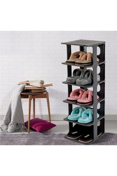 Genel Markalar Lüks Ayakkabılık Düzenleyici Organizer 5 Katlı Anrasit Gri