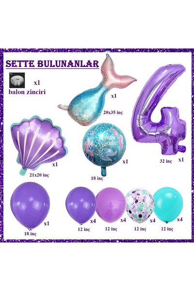 Patladı Gitti 4 Year Old Mermaid Themed Birthday Party Celebration Set Concept 1