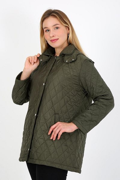 By Alba Collection Γυναικείο παλτό Baklava Slice Quilted Plus Size Χακί