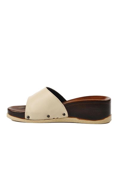 Pierre Cardin PC-7030 Cream Wedge Heel Women's Slippers