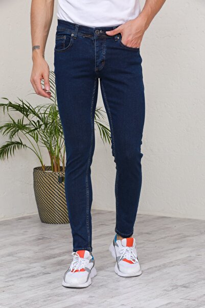 jean black Blugi pentru bărbați Skinny Fit Blugi drepti albaștri din lycra