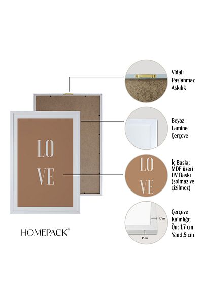 HOMEPACK Λευκό Πλαστικοποιημένο Σετ Πλαίσιο 3 τεμαχίων Πίνακας Hpn03
