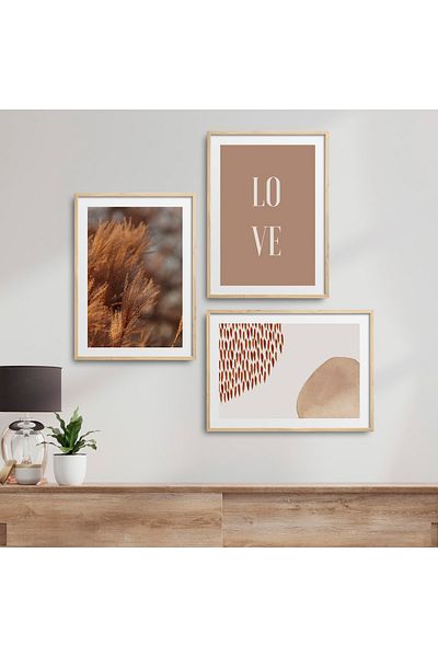 HOMEPACK Комплект за рисуване от 3 части с рамка от естествено дърво Hpn03