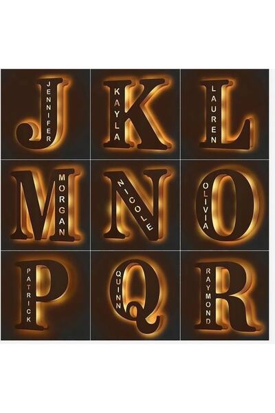 Windly Concept Harfli Isimli Gece Lambası Çocuk Bebek Odası Dekoratif Led Ayd...