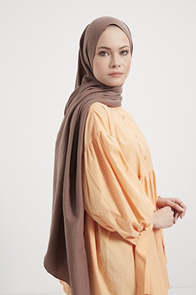 Gülsoy شال نسائي مصنوع من القطن باللون البني المغبر - 08