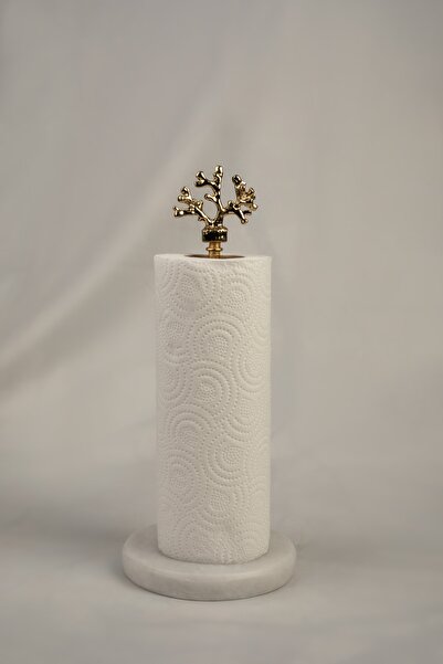 MERALP 3'lü Altın Mermer Çeyiz Seti Sunumluk & Peçetelik & Rulo Peçetelik Pasta Sunumu,metal Profil Ayak