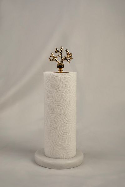 MERALP Napkin Holder Kitchen Roll Paper Towel Holder Gold Marble, Metal Profile Rod
