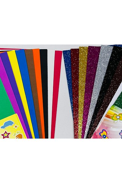 Ticon Indispensable for School Needs 2 Mm 10 Colors 20**30 Glitter and Normal Eva Double Set